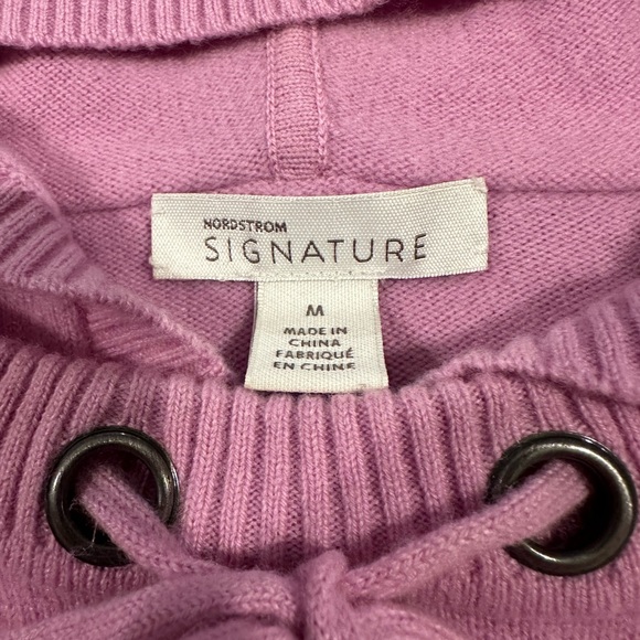 Nordstrom Signature Purple Cashmere Hoodie Size M - Picture 4 of 5